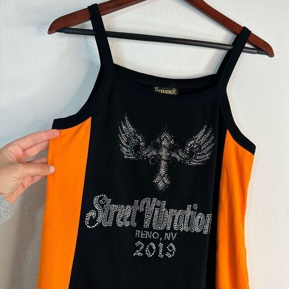 Biker Clothing Women Street Vibrations Tank Top Rhinestone Embellished Y2K Inspo - Picture 3 of 7